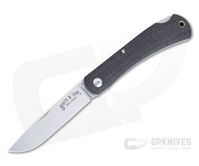 Smith & Sons Mudbug Back Lock Tobacco Brown Burlap Micarta Stonewashed D2 Drop Point SMLB2-105B - SS-SMLB2-105B