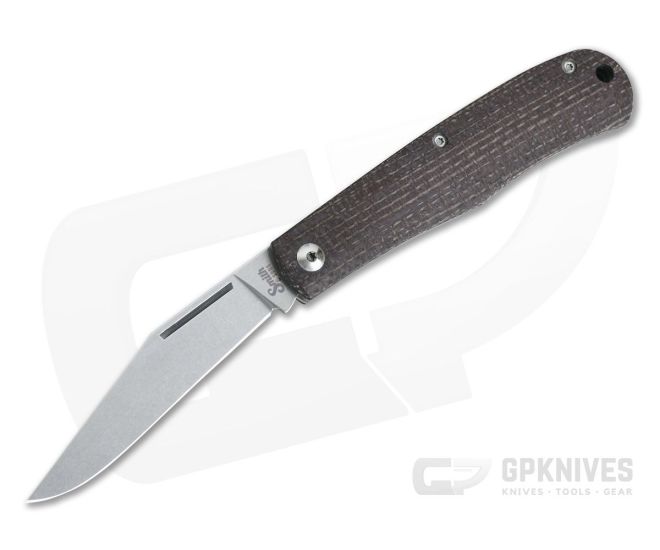 Smith & Sons Legacy Trapper D2 Brown Burlap Micarta Slip Joint - SS-SMSJ1-117