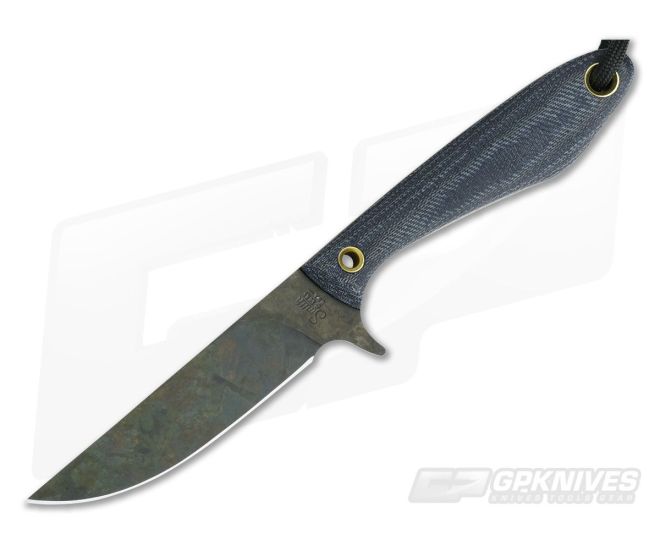 Smith & Sons Spur Original Patina 1095 Shadetree Denim Canvas Micarta EDC Fixed Blade 02 - SS-SPUR-DE-OP-02
