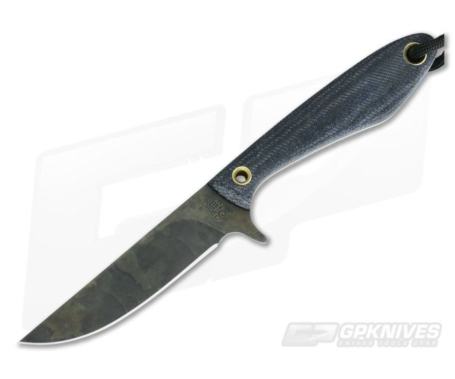 Smith & Sons Spur Original Patina 1095 Shadetree Denim Canvas Micarta EDC Fixed Blade 03 - SS-SPUR-DE-OP-03