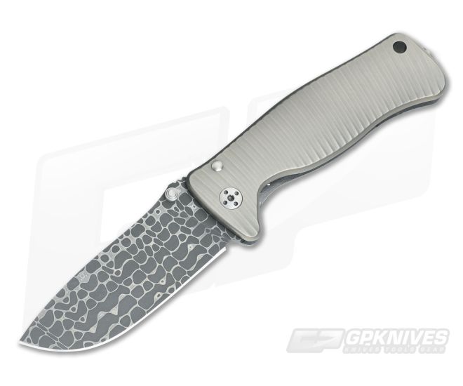 LionSteel SR2 Mini Nichols Lizard Damascus Titanium Handle - LS-SR2-DL-G