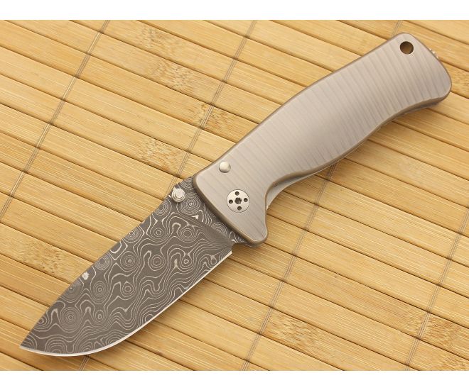 LionSteel SR2 Mini Nichols Raindrop Damascus Titanium Handle - LS-SR2-DR-G