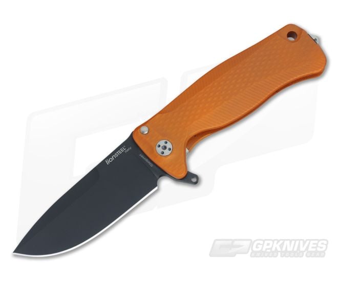 LionSteel SR-22 Mini Aluminum Orange Integral Flipper Black Sleipner SR22A OB - LS-SR22A-OB