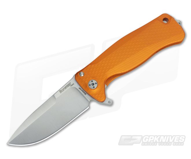 LionSteel SR-22 Mini Aluminum Orange Integral Flipper Satin Sleipner SR22A OS - LS-SR22A-OS