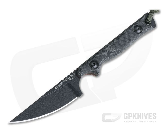 TOPS Knives Street Scalpel 2.0 Black Canvas Micarta EDC Fixed Blade SSS-02 - TP-SSS-02