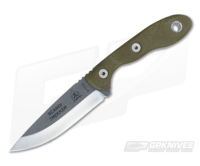 TOPS Knives Scandi Trekker 3.5 Green Canvas Micarta - TP-STREK35