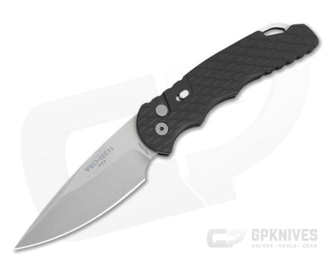 Protech Tactical Response 4 Black Feather Texture Aluminum MagnaMax Stonewash Automatic Knife (4.00" Blade) T4105-F-MM - PT-T4105-F-MM