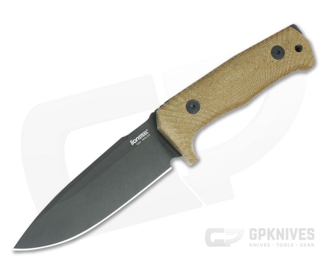 LionSteel T5 Black PVD Natural Canvas Micarta - LS-T5-B-CVN