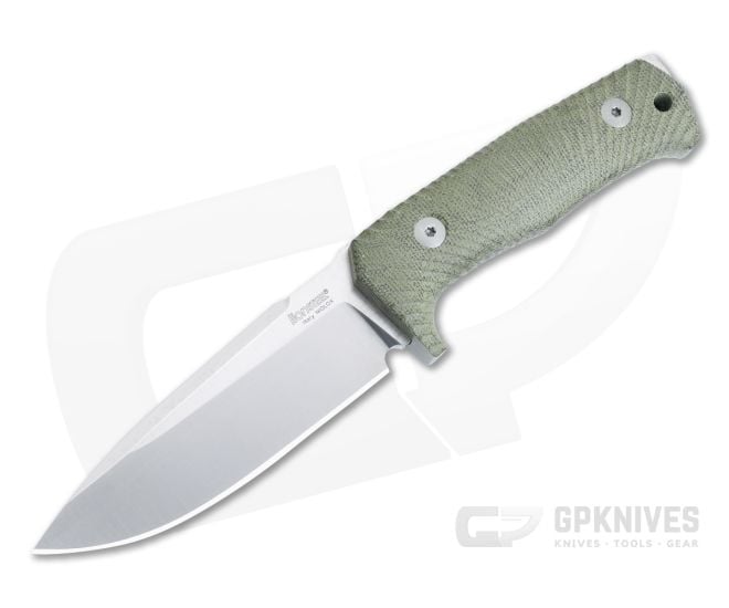 LionSteel T5 Fixed Blade Green Monolithic Micarta Satin Niolox Drop Point - LS-T5-CVG