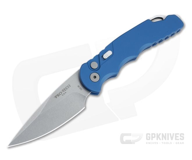 Protech TR-5 Auto Blue Handle Stonewashed S35VN T501-BLUE - PT-T501-BLUE