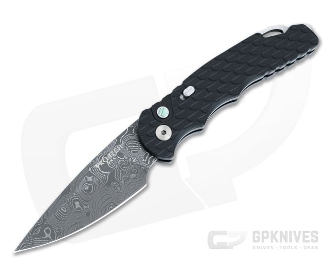 Protech Tactical Response TR-5 Feathered Aluminum Handle Nichols Damascus Drop Point Automatic T530-DC-001 - PT-T530-DC-001