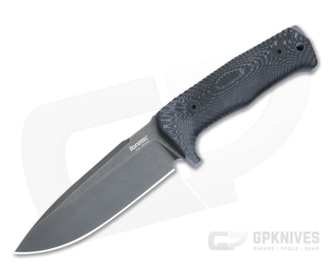 LionSteel T5 Fixed Blade Black Monolithic Micarta Black PVD Niolox Drop Point - LS-T5-B-MI