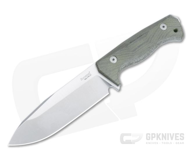 LionSteel T6 Fixed Blade Monolithic Green Micarta Handle Satin CPM-3V Drop Point - LS-T6-3V-CVG