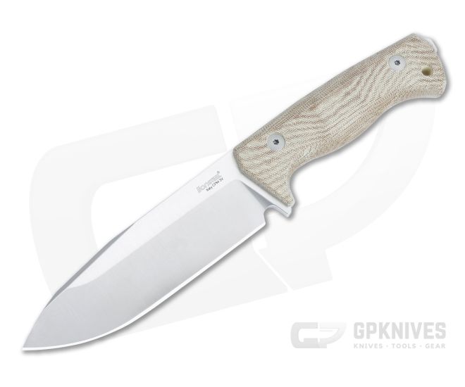 LionSteel T6 Fixed Blade Monolithic Natural Micarta Handle Satin CPM-3V Drop Point - LS-T6-3V-CVN