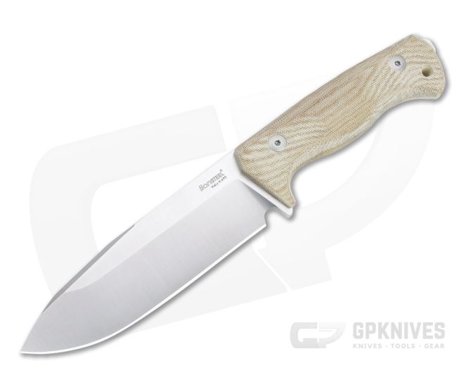 LionSteel T6 Satin K490 Natural Canvas Micarta Fixed Blade Knife - LS-T6-CVN