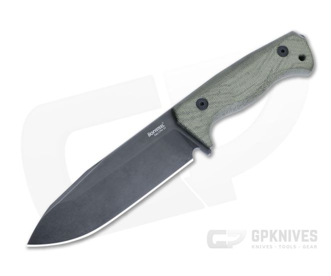 LionSteel T6 Fixed Blade Monolithic Green Micarta Handle Old Black PVD CPM-3V Drop Point - LS-T6B-3V-CVG