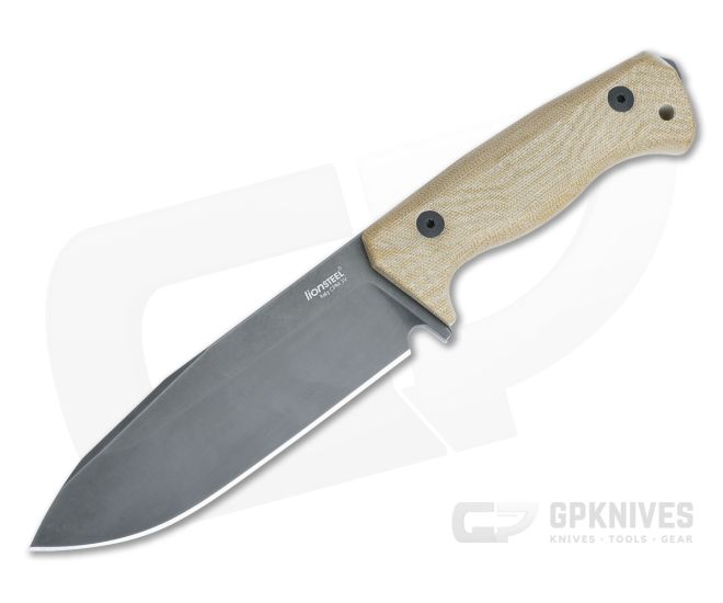 LionSteel T6 Fixed Blade Monolithic Natural Micarta Handle Old Black PVD CPM-3V Drop Point - LS-T6B-3V-CVN