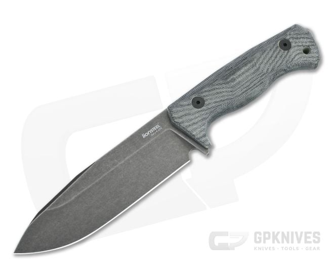 LionSteel T6 Old Black PVD K490 Black Canvas Micarta Fixed Blade Knife - LS-T6B-CVB