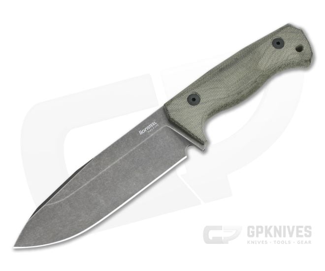 LionSteel T6 Old Black PVD K490 Green Canvas Micarta Fixed Blade Knife - LS-T6B-CVG