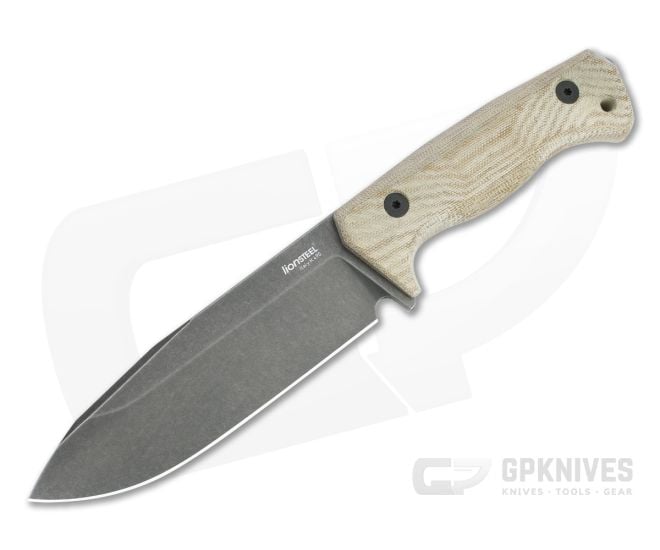 LionSteel T6 Old Black PVD K490 Natural Canvas Micarta Fixed Blade Knife - LS-T6B-CVN