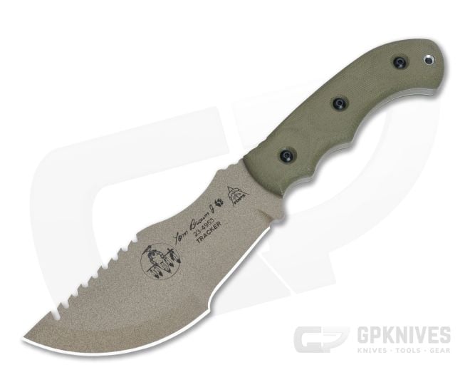 TOPS Tom Brown Tracker Green Micarta Handle Coyote Tan 1095 Carbon Steel Blade TBT01-TAN - TP-TBT01-TAN