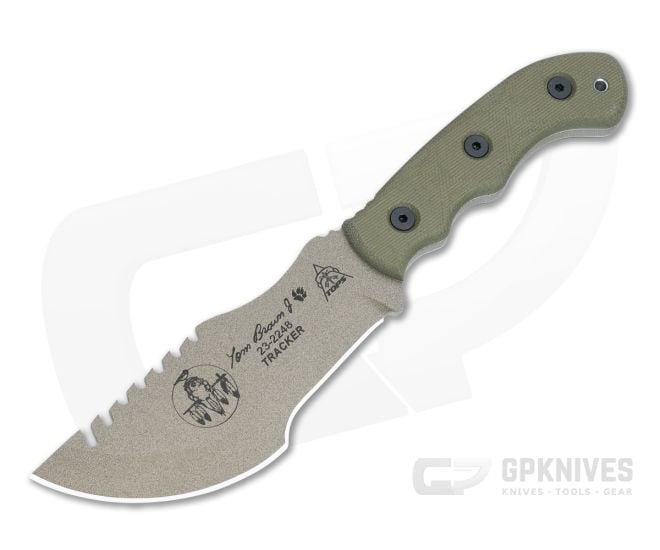 TOPS Tom Brown Tracker #2 Green Micarta Handle Coyote Tan 1095 Carbon Steel Blade TBT02-TAN - TP-TBT02-TAN