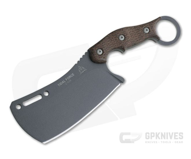 TOPS Knives Tidal Force Brown Burlap Micarta Karambit Cleaver Fixed Blade TFOR-01 - TP-TFOR-01