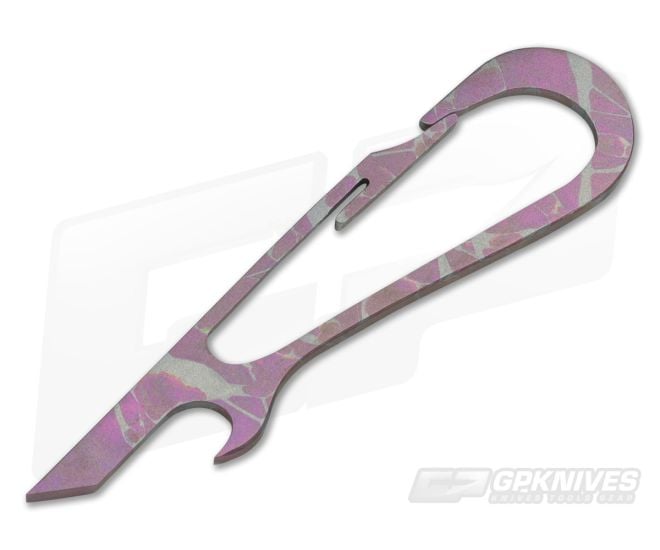 SK Knives Large DeCAPitator Pink/Grey Anodized Titanium Bottle Opener - CU-TIDCP30