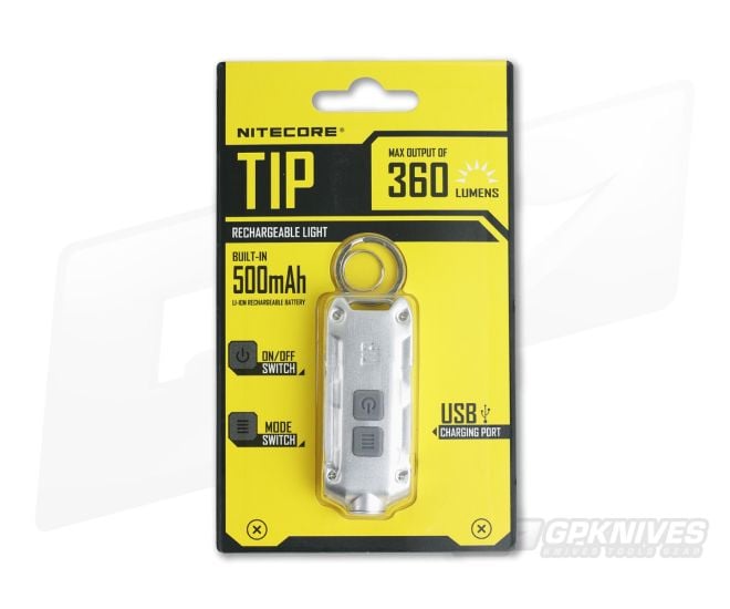 NiteCore TIP Silver 360 Lumen Micro-USB Rechargeable Keychain Flashlight - NC-TIPSL