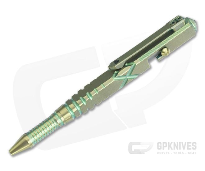 WE Knives TP-02B Green Titanium Bolt Action Ink Pen - WE-TP-02B