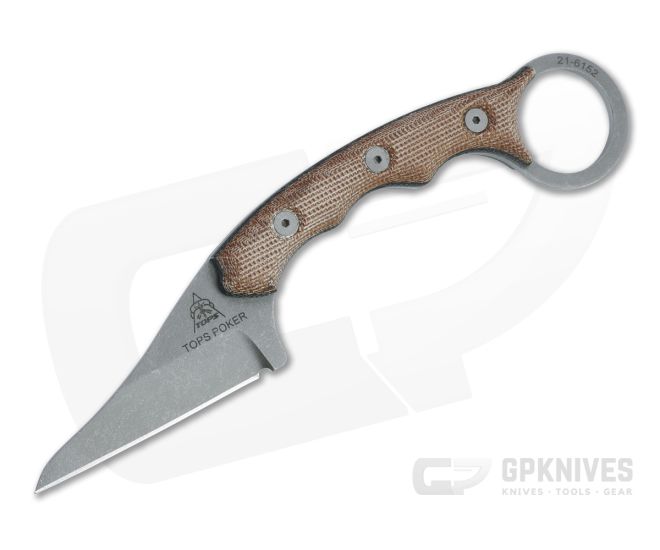 TOPS Knives Poker Kiridashi Karambit Fixed Blade TPKR-01 - TP-TPKR-01