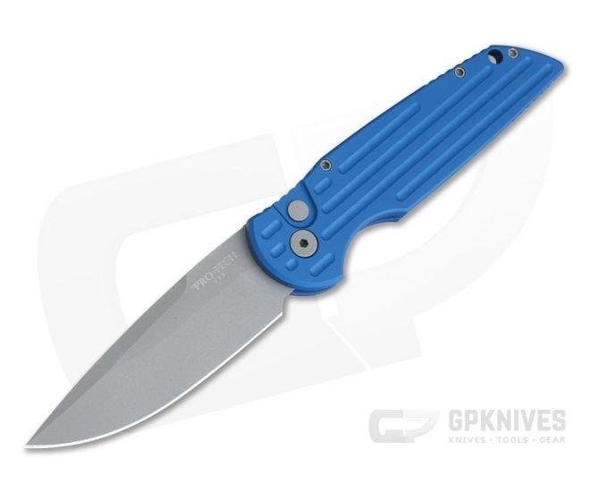 Protech TR-3 Blue Grooved Handle Bead Blast Blade TR-3-BLUE - PT-TR-3-BLUE