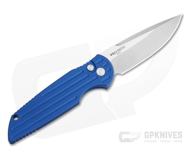 Protech Tactical Response 3 Left Hand Automatic Stonewashed 154CM Grooved Blue Folder TR-3-L-1-BLUE - PT-TR-3-L-1-BLUE