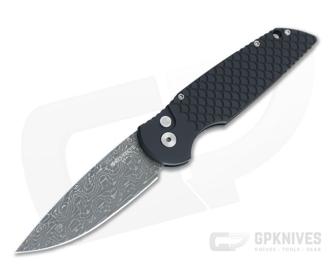Protech Tactical Response 3 Vines & Roses Damascus Black Fish Scale Automatic TR-3-X1-01 - PT-TR-3-X1-01