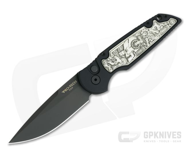 Protech Tactical Response TR-3 Limited Edition Steampunk Inlay Black 154CM Automatic - PT-TR-3.51
