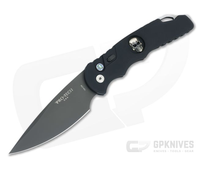 Protech TR-4 Tactical Response Silver Skull Black Blade - PT-TR-4.70