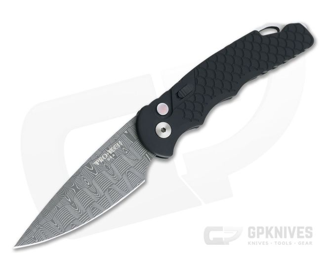 Protech Tactical Response TR-5 Devin Thomas Stainless Damascus #38 Black Fish Scale Automatic TR-5-DT2020-38 - PT-TR-5-DT2020-38