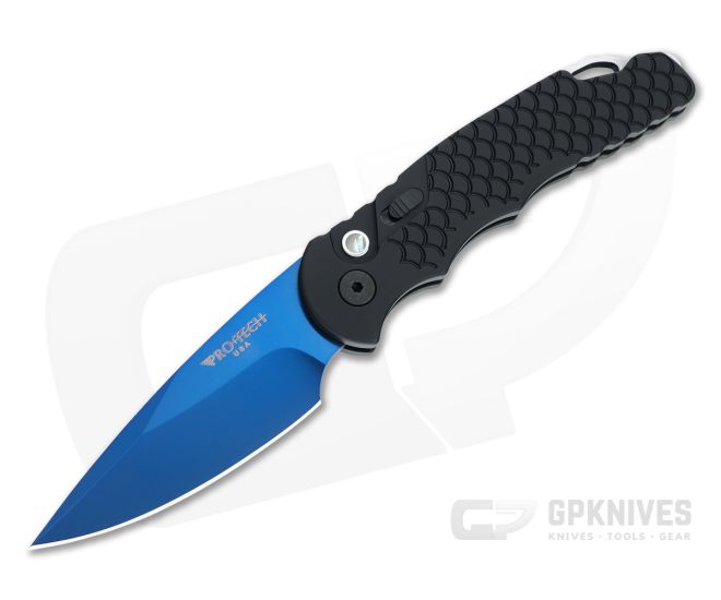 Protech Tactical Response TR-5 Sapphire Blue S35VN Black Fish Scale Automatic TR-5X1-SB - PT-TR-5X1-SB