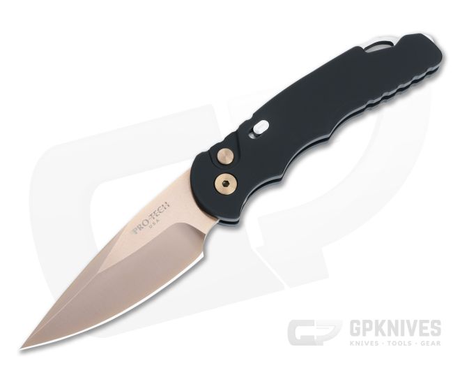 Protech Tactical Response TR-5 Automatic Limited Edition Black Aluminum Handle Rose Gold Drop Point TR-5-RG1 - PT-TR-5-RG1