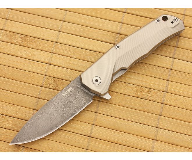 LionSteel TRE Gray Titanium & Raindrop Damascus - LS-TRE-DR-GY