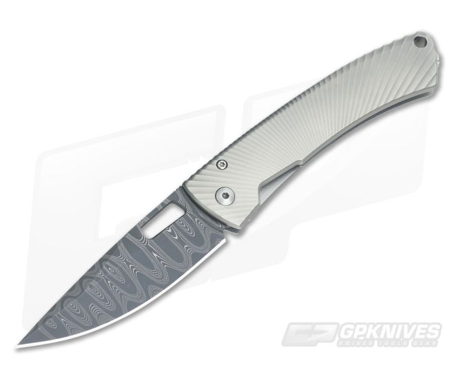 LionSteel TiSpine Integral Folder Matte Grey Fate Damascus - LS-TS1DF-GM