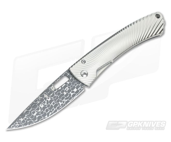 LionSteel TiSpine Integral Folder Shine Grey Damascus - LS-TS1DL-GS