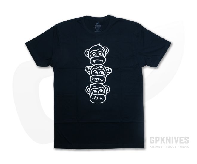 Audacious Concept Three Wise Monkeys Logo 100% Cotton Dark Blue T-Shirt Large - AC-TSHIRT-MONKEYS-BLUE-L