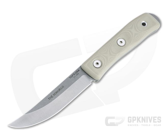 TOPS Knives The Sonoran Tumbled 1095 Tan G10 Fixed Blade Knife TSNRN-01 - TP-TSNRN-01
