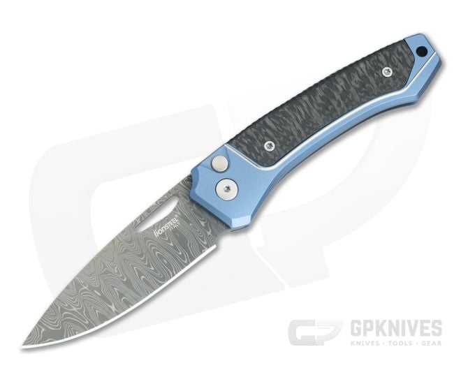 LionSteel Twain Blue Titanium & Damascus - LS-TW-D-BL