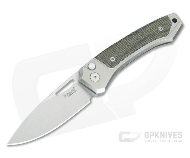 LionSteel Twain Gray Titanium & Green Micarta - LS-TW-GY-CVG