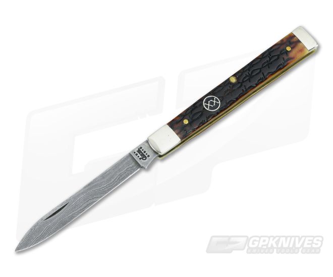 Case XX U.S.A. (2001) Barb Wire Jigged Damascus Doctor Knife - Mint - CA-V345