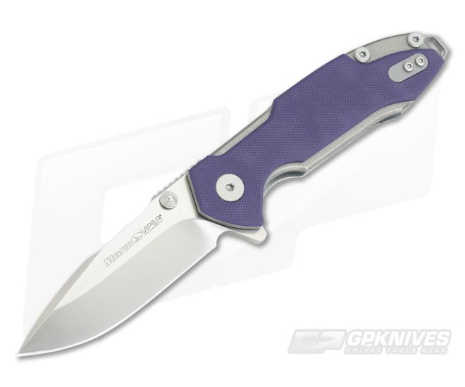 Viper Storm Satin M390 Purple G10 Flipper Hinderer M.B.S. V5954GP - VK-V5954GP
