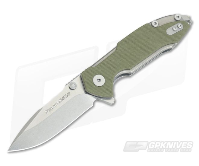 Viper Storm Stonewashed M390 Green G10 Flipper Hinderer M.B.S. V5956GG - VK-V5956GG