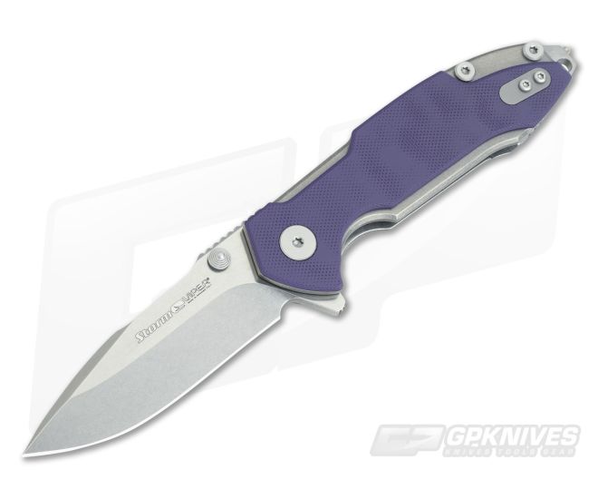 Viper Storm Stonewashed M390 Purple G10 Flipper Hinderer M.B.S. V5956GP - VK-V5956GP